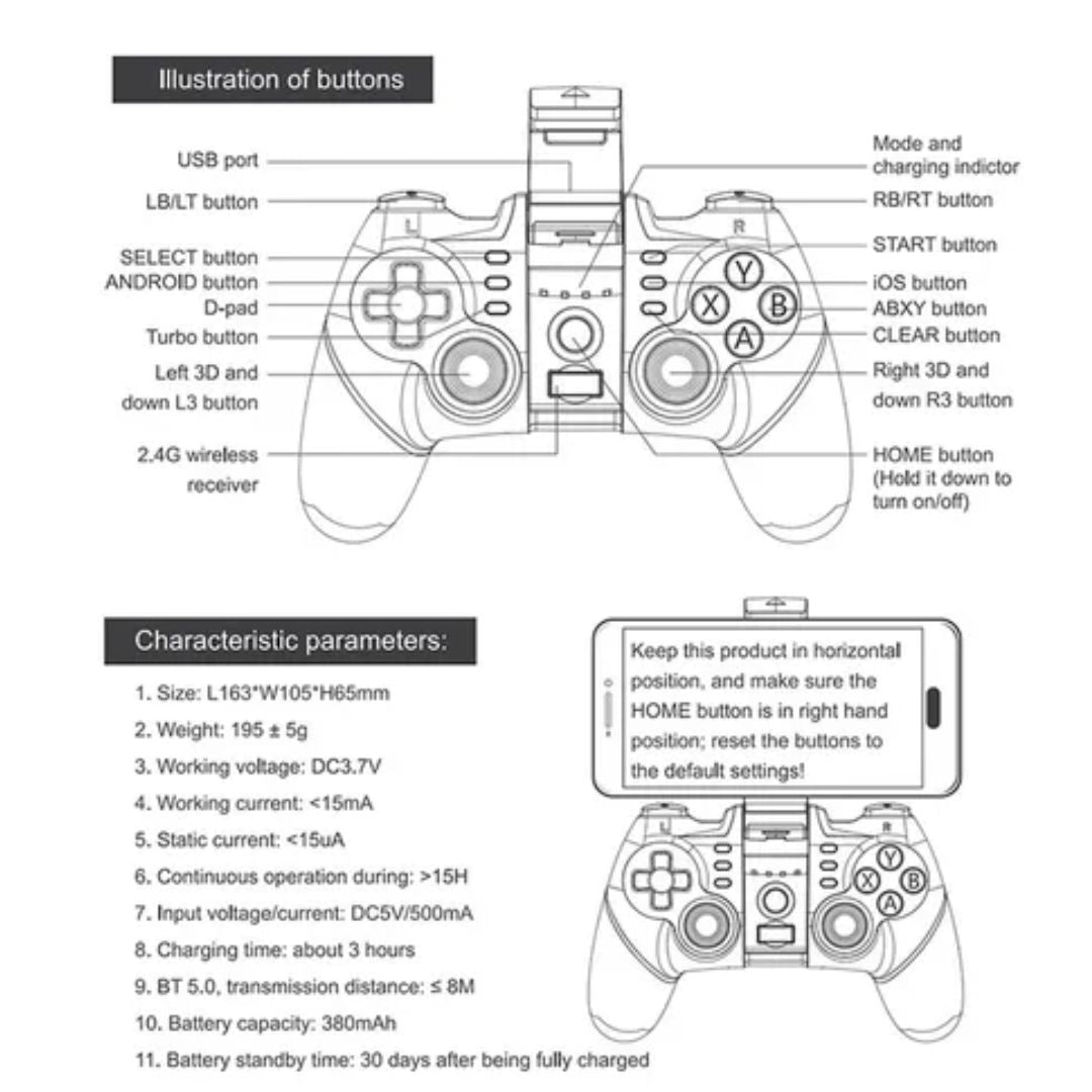 Manual de usuario TenGO GamePad Android Bluetooth (Español - 7 páginas)